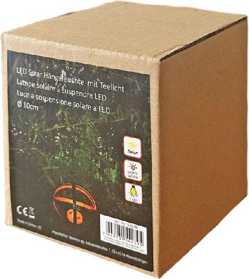 Actual product image GuGus LED solar pendant light with tea light, Ø 10 cm, black (60 lm)