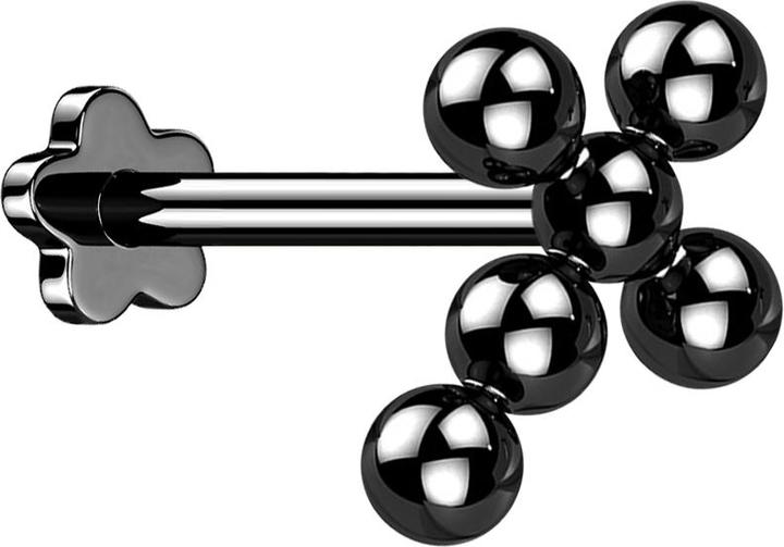 Image du produit Star Piercing Micro Threadless Labret fleur noir croix boules (Titane, sans laiton)