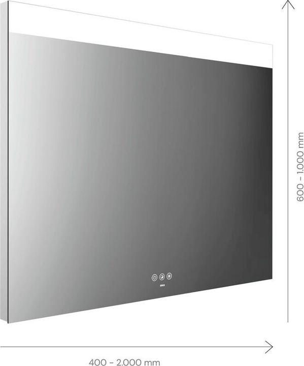 Emco MI 250+ LED light mirror, wide light cut-out top, touch control panel, width 1400mm, 1071400 (140 x 16 cm)