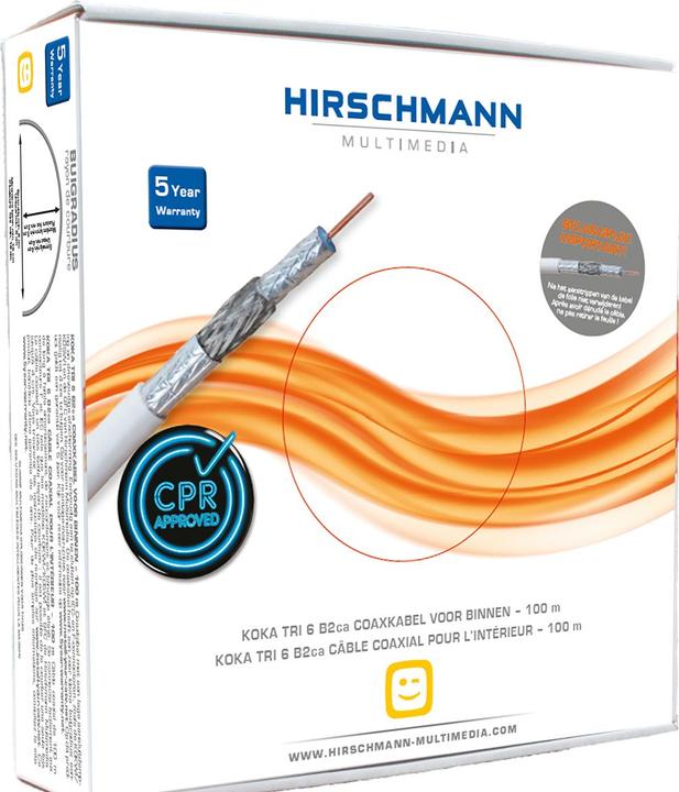 Actual product image Hirschmann KOKA TRI 6 B2ca 100m coax cable for indoors (Antenna cable)