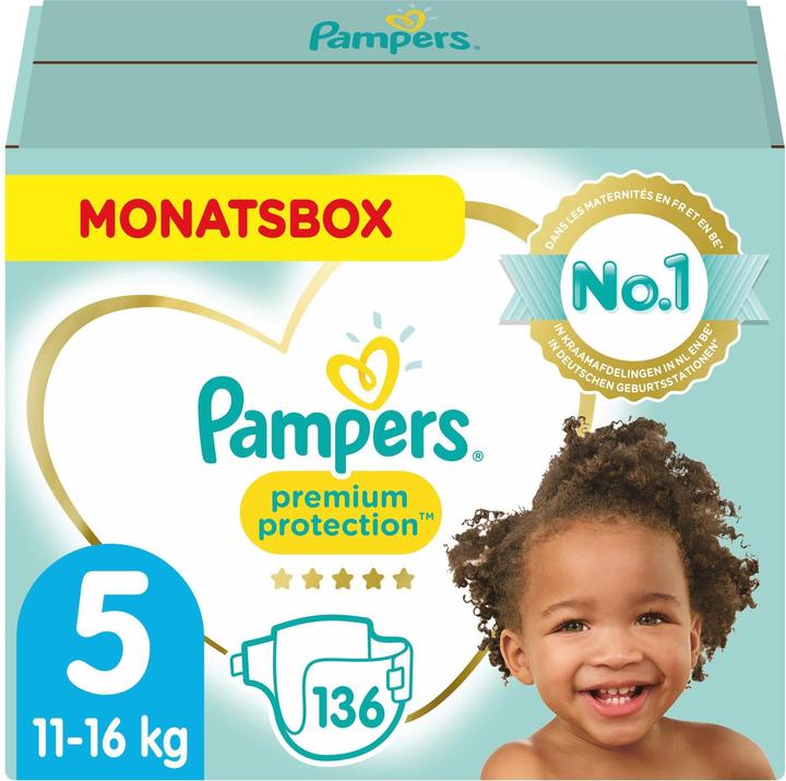 Immagine prodotto Pampers Protezione Premium (Dimensione 5, Pacco mensile, 136 Pezzo/i)