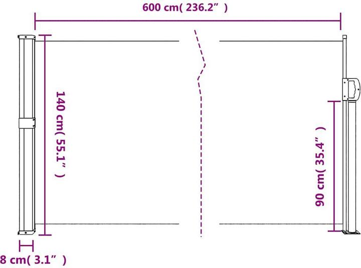 Actual product image vidaXL Extendable side awning (6 m)