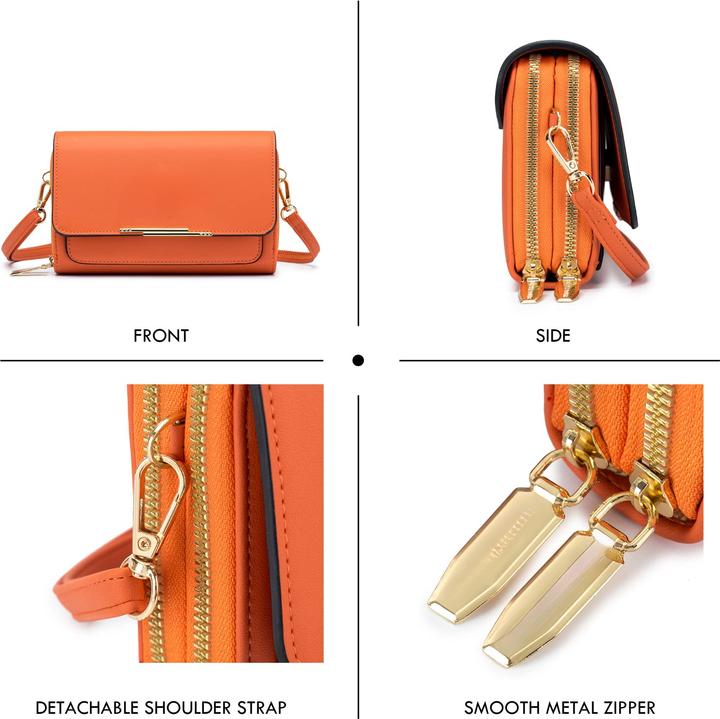 Produktbild Only-Bags.Store PU Leder Crossbody Umhängetasche Passport Handytasche mit Kartenschlitz Verstellbarer abnehmbarer