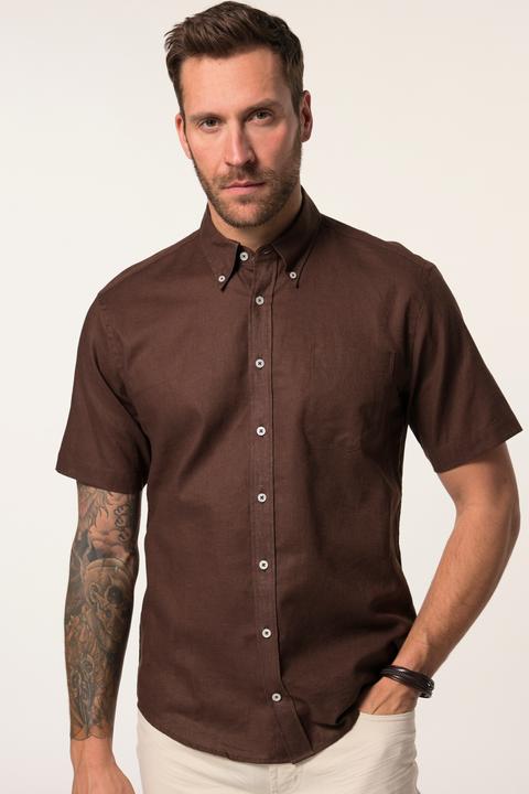 Immagine prodotto JP1880 Camicia dalla vestibilità moderna con lino, mezze maniche e colletto button-down (XL)