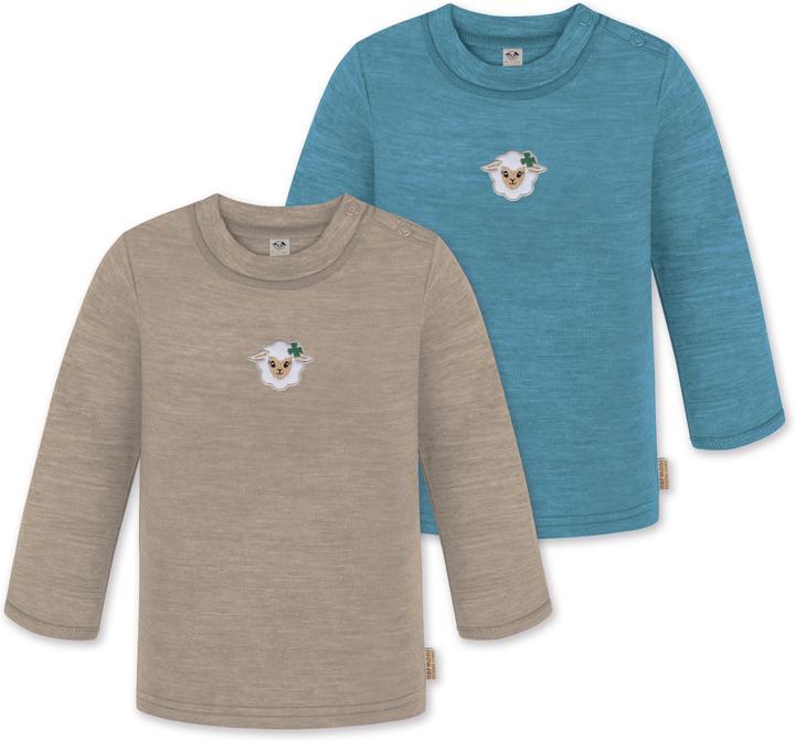 Normani 2er Pack Baby Merino Longsleeve „Taupo" - 9473