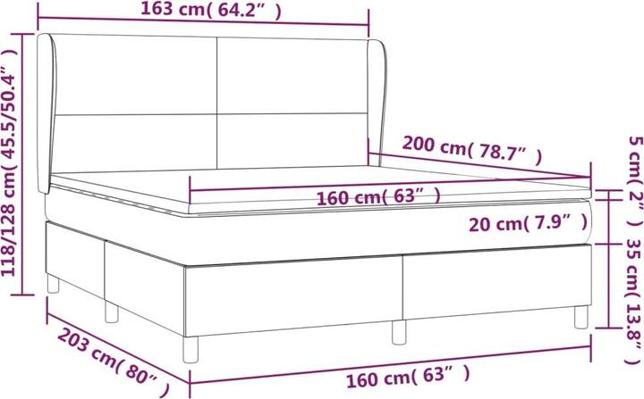 Image du produit vidaXL Boxspringbett (160 x 200 cm)