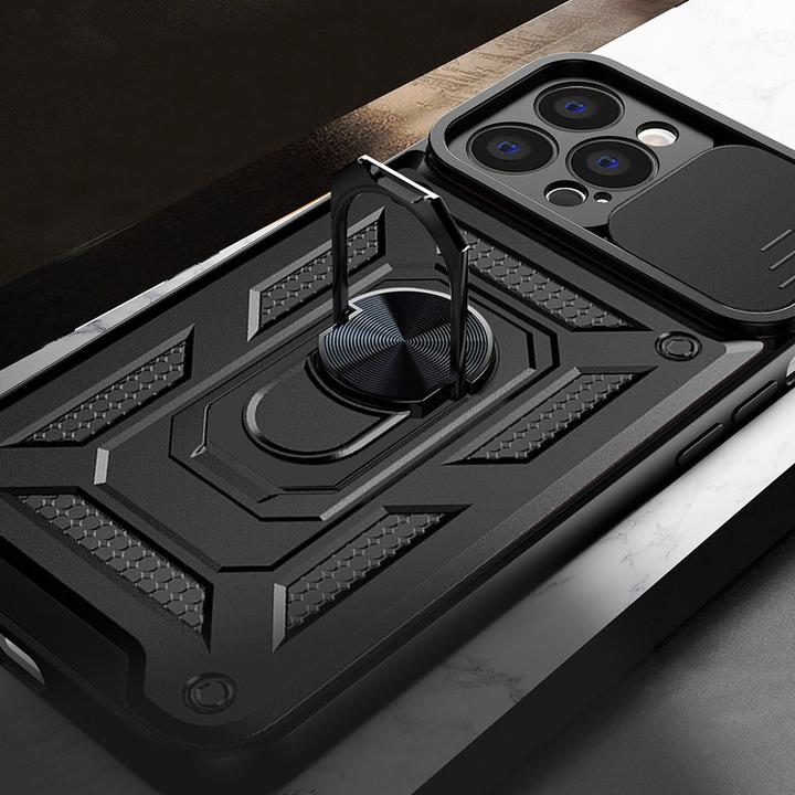 Actual product image Hurtel Hybrid Armor Camshield case for Realme 10 Pro armored case with camera cover black (Realme 10 Pro)
