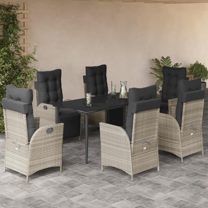 Image du produit vidaXL Meuble de jardin Ensemble de jardin 7pcs gris clair Poly rotin (160 cm)