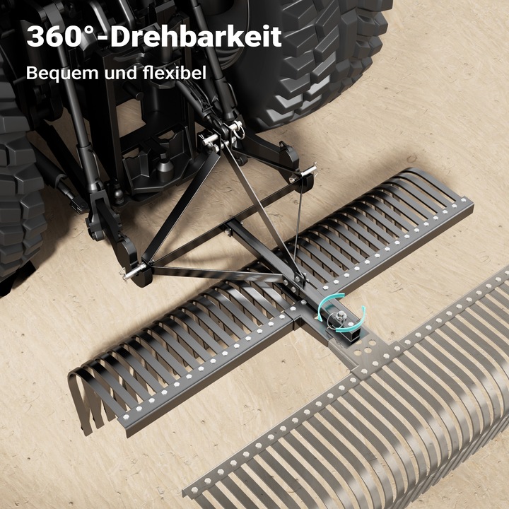 Produktbild Wiltec Rasentraktor Heuharke 152cm Heurechen Rechen Laubrechen Gartenrechen