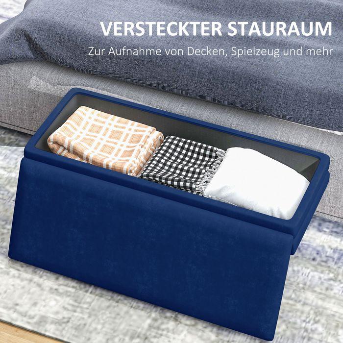 Actual product image Swisshandel24 Sitzbank Polsterbank, mit Stauraum, Stahl, 100 cm x 37,5 cm x 42 cm, Blau (100 cm)