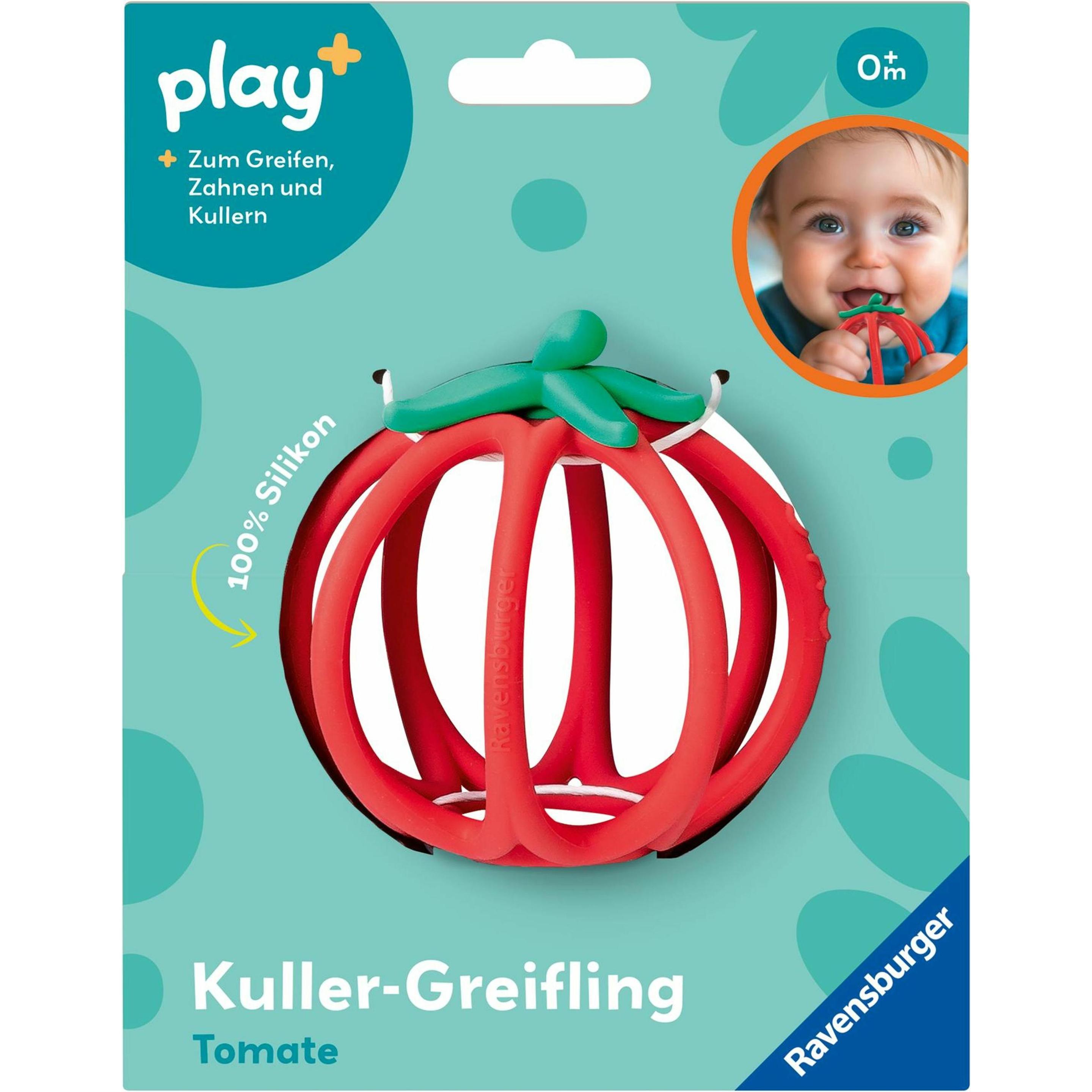 Ravensburger Play+ Kuller-Greifling: Tomate - Zahnungshilfe, Silikon Baby-Spielzeug ab 0 Mona (12.034.045)