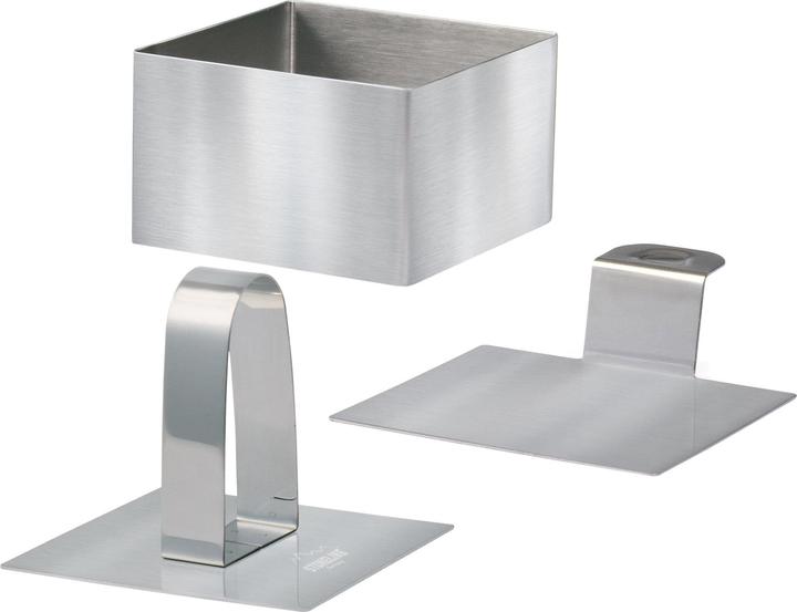 Produktbild Stoneline Dessertringe und Speiseringe, 8-teilig, Edelstahl, 6 Ringe, 1 Heber, 1 Stempel, eckig