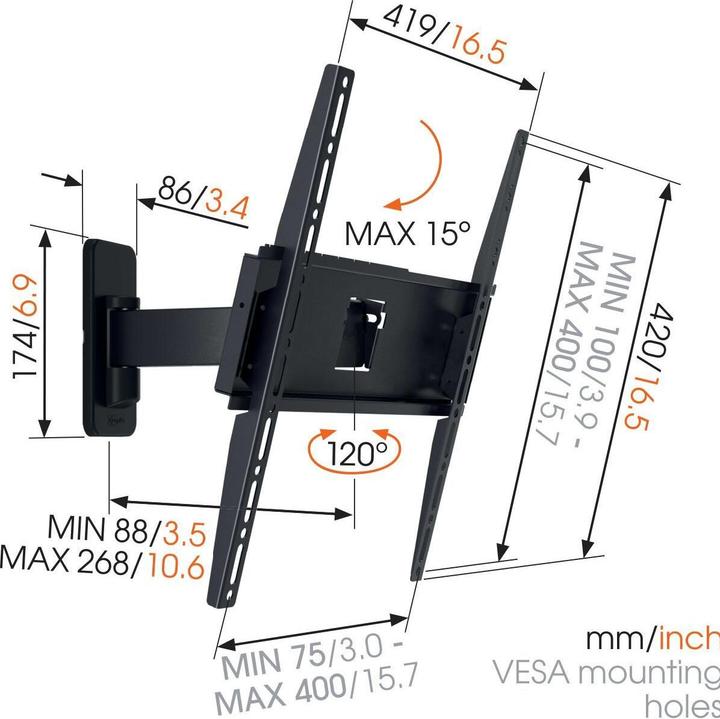 Actual product image Vogels Ma3030-b1 Rotating TV Bracket (Wall, 25 kg, 32" - 65")
