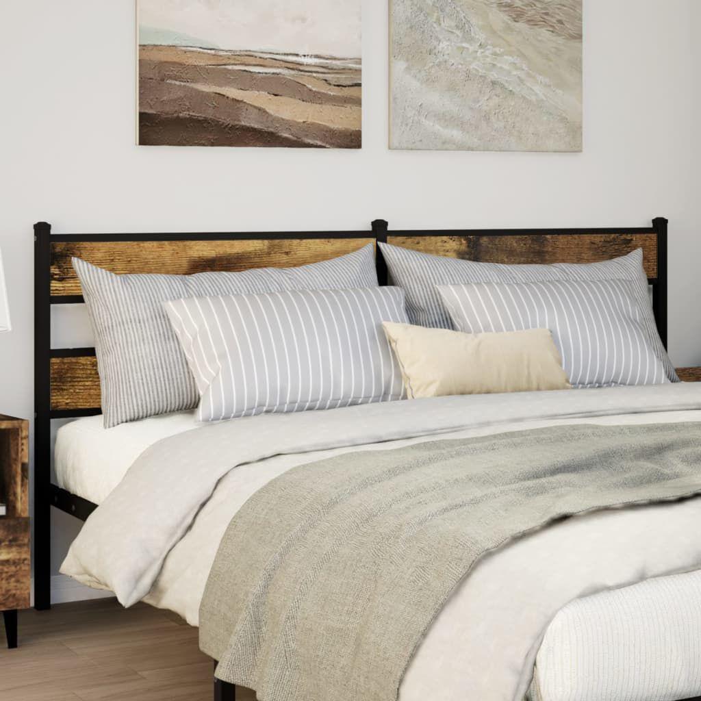 VidaXL, Bett Zubehör, Kopfteil Bettkopfteil Betthaupt Räuchereiche 200cm Eisen Holzwerkstoff