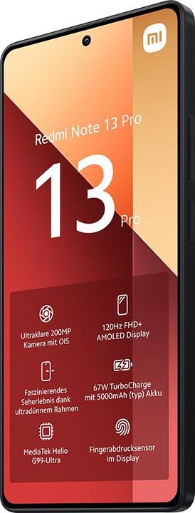 Actual product image Xiaomi Redmi Note 13 Pro (512 GB, Midnight Black, 6.67", Hybrid Dual SIM, 4G)