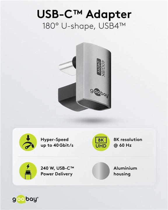 Image du produit Goobay Adaptateur USB-C 180° en forme de U, USB4 (USB Type C, USB Type C)