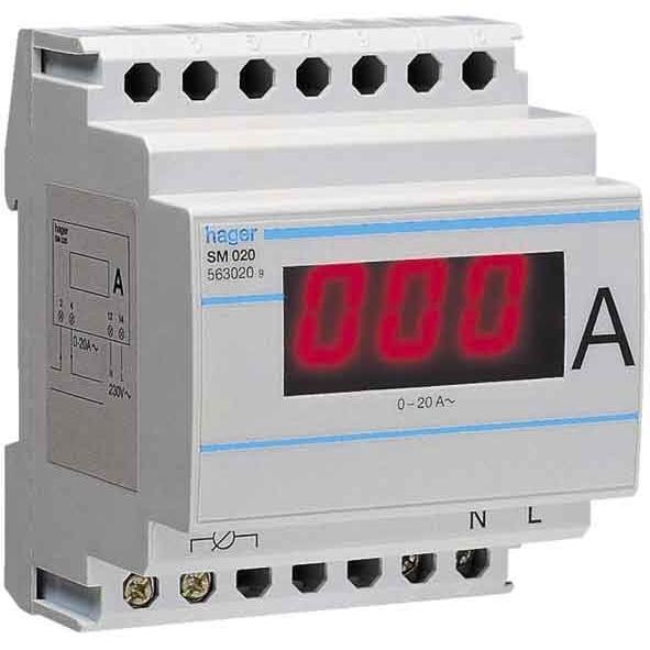Hager HAG SM151 Amperemeter digital 0-150A AC Wandlermessung 4PLE, Elektronikzubehör + Gehäuse