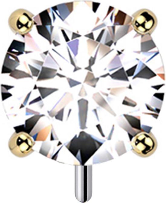 Actual product image Star Piercing Threadless gold-plated thick front set with silver crystal (Titanium, without brass)