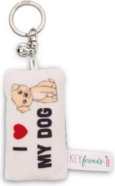 Actual product image Magni NICI Schlüsselanhänger Mini Plüschkissen I love my dog mit Glöckchen 8cm