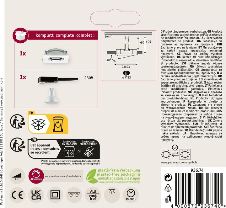 Actual product image Paulmann Nova Plus recessed luminaire (470 lm, GU10)