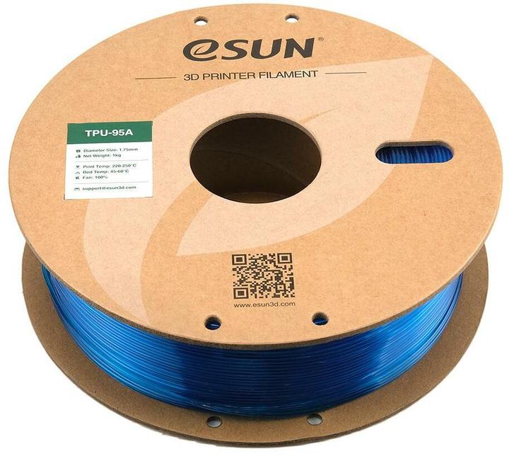 Produktbild eSUN eTPU-95A 1,75mm Tr. Green 1kg 3D Filament (TPU, 1.75 mm, 1000 g, Blau)