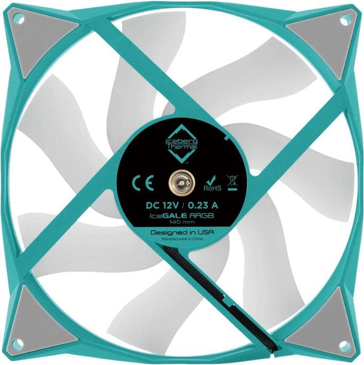 Actual product image Iceberg Thermal IceGALE ARGB computer case fan 14 cm turquoise 1 piece(s) (140 mm, 1 x)