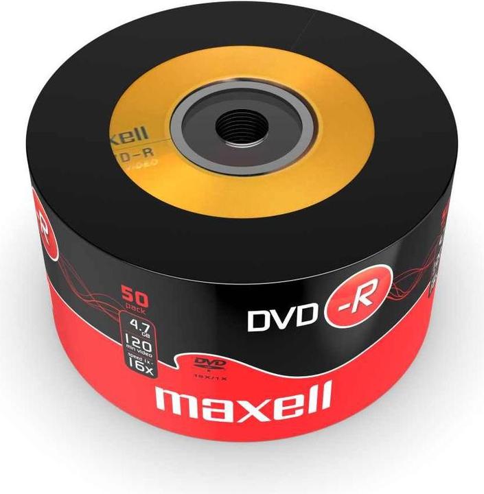 Actual product image Maxell DVD-R 4 7GB 50 szt w opakowaniu SHRINK. Prędkość zapisu 16X 120 min Przeznaczenie nagrywa (50 x)