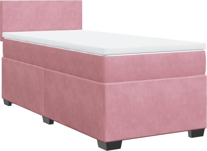 Actual product image VidaXL Boxspring bed Upholstered bed Single bed Mattress Pink 80x200cm Velvet (80 x 200 cm)