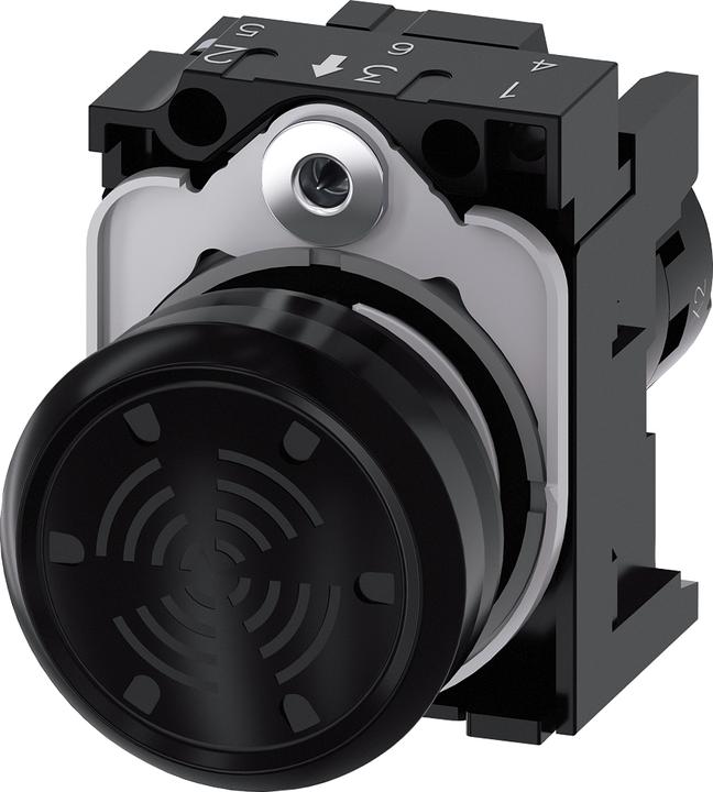 Image du produit Siemens Détecteur sonore, 22mm, rond, plastique, noir, son continu 4,5 kHz, AC 110V 3SU12006LC101AA0