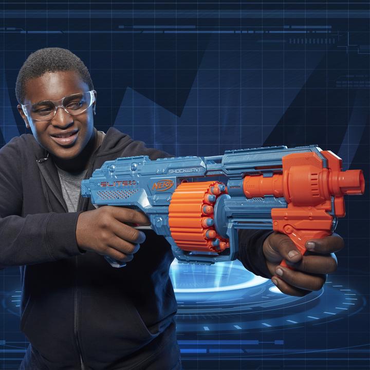 Image du produit Nerf Elite 2.0 Shockwave RD-15 Blaster, 30 fléchettes, tambour rotatif de 15 fléchettes, tir