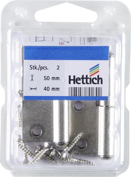 Produktbild Hettich Mbelband links, vernickelt 50x40 mm, 2 Stck fr innenliegende Tren und Fenster
