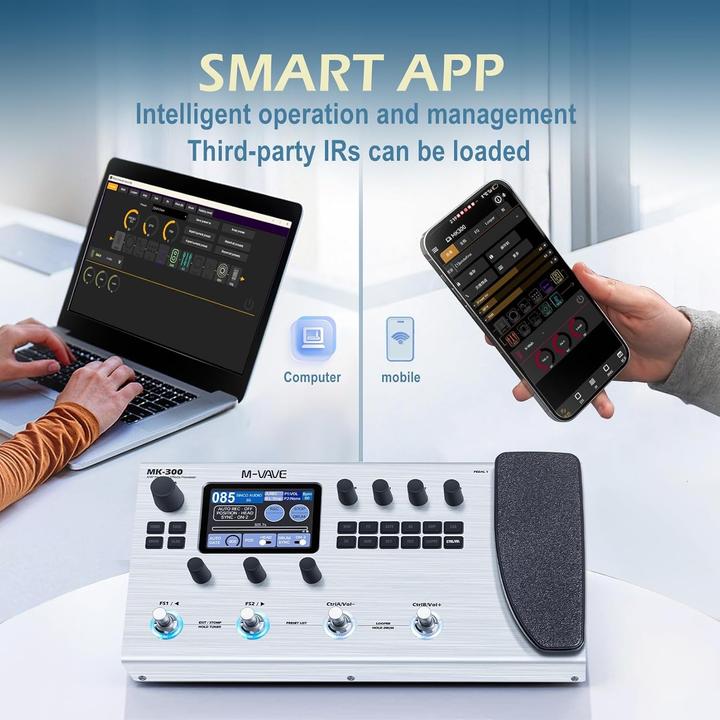 Immagine prodotto M-Vave Multieffetti per chitarra e basso con 320 effetti, 120 amplificatori, looper e drum machine