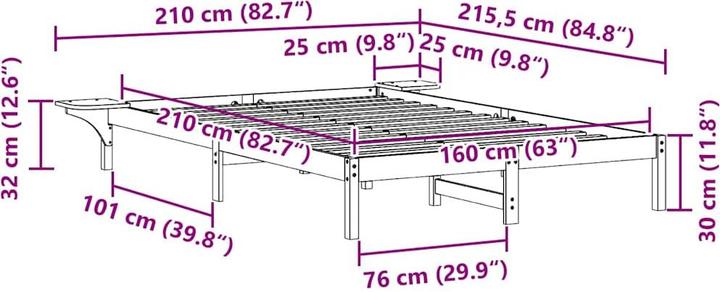 Image du produit vidaXL Plattformbettgestell (160 x 210 cm)