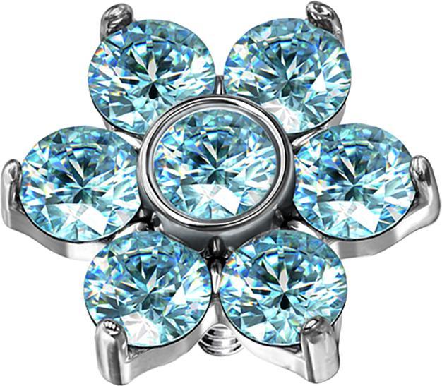 Immagine prodotto Star Piercing Dermal Anchor Flower Crystal aqua (senza ottone, Acciaio chirurgico 316L)