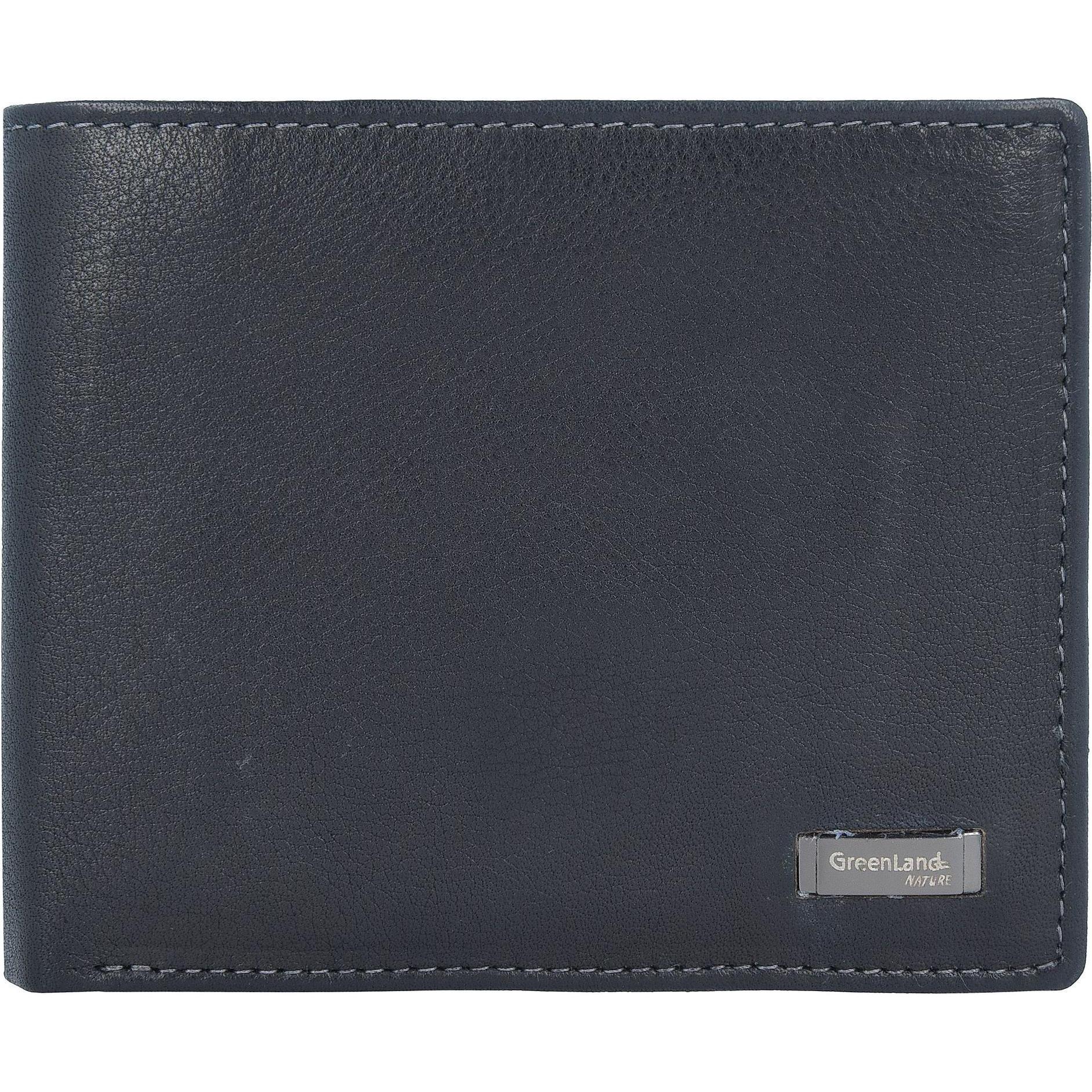 Greenland Nature, Herren, Portemonnaie, Black Nappa Geldbörse RFID Leder 11 cm, Schwarz