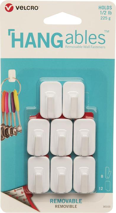 Velcro brand VELCRO® Micro-crochets adhésifs VELCRO® 225g, 8 pcs. repositionnables blanc blanc Contenu :