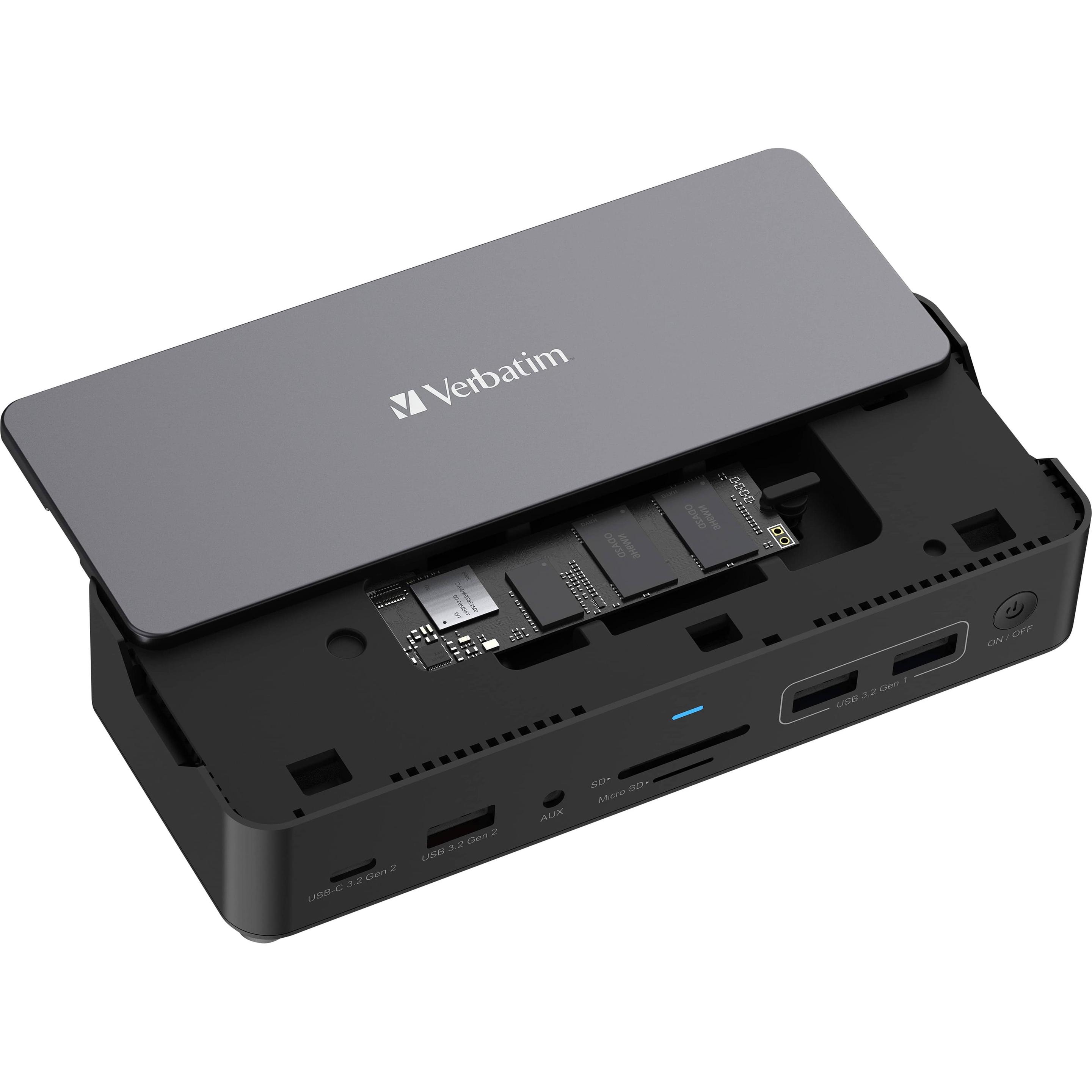 Thumbnail - Verbatim CDS-15S (USB-C, 15 Ports), Dockingstation + USB Hub, Schwarz, Grau