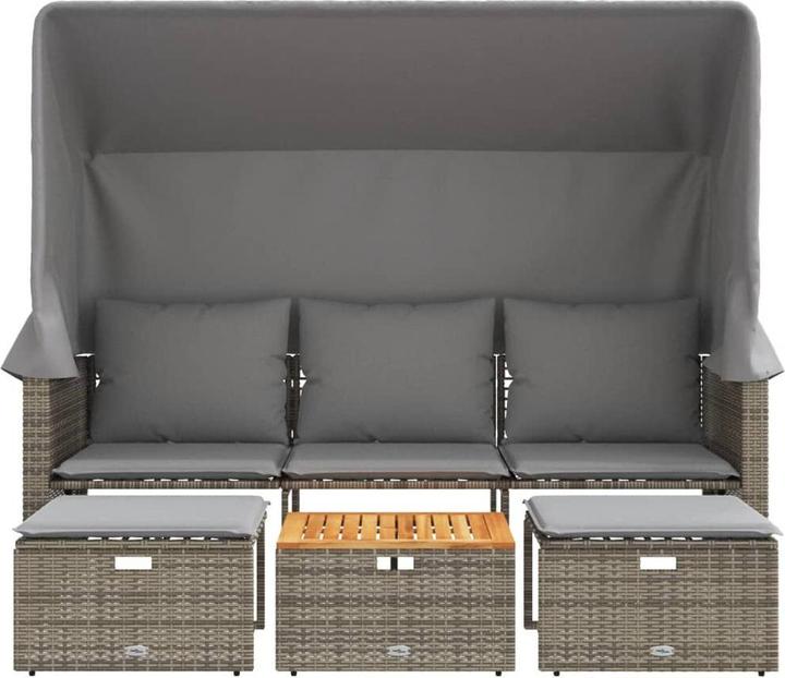 Produktbild vidaXL Outdoor-Sofa 3-Sitzer mit Dach und Hockern