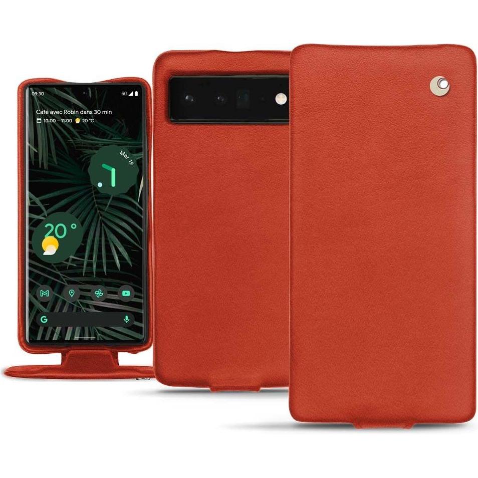 Noreve Lederschutzhülle vertikal (Google Pixel 6 Pro), Smartphone Hülle, Orange