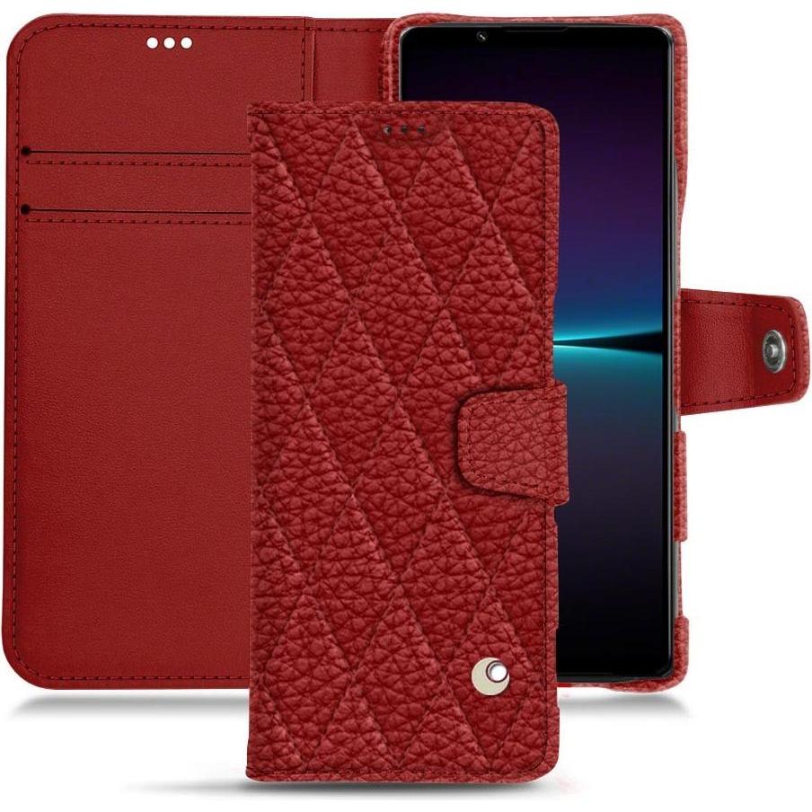 Noreve Lederschutzhülle Wallet (Sony Xperia 1 IV), Smartphone Hülle, Rot