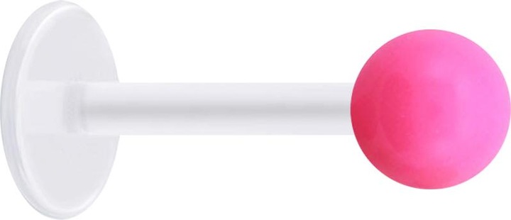 Immagine prodotto Star Piercing Micro Labret trasparente con pallina rosa neon (senza ottone, Acrilico, Bioflex)