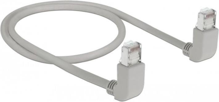 Actual product image Delock Patch cable RJ-45 (M) angled upwards to RJ-45 (M) angled upwards (S/FTP, CAT6a, 0.50 m)