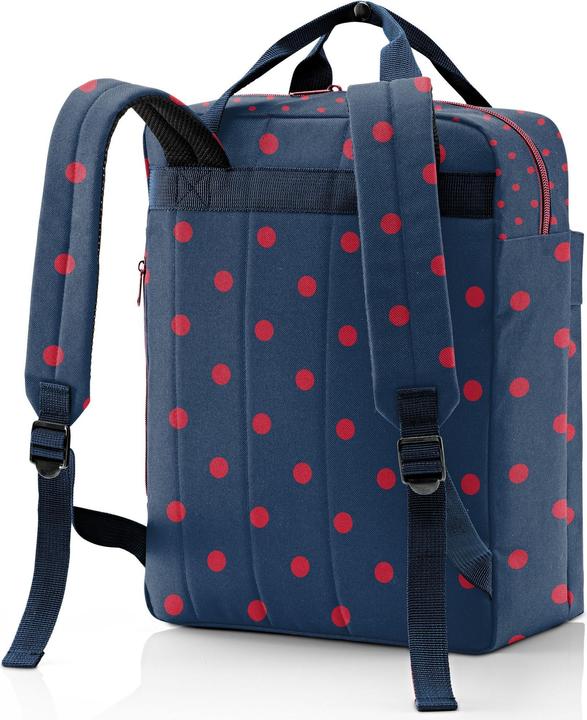 Produktbild reisenthel Rucksack Allday M Mixed Dots Dunkelblau/Rot (15 l)