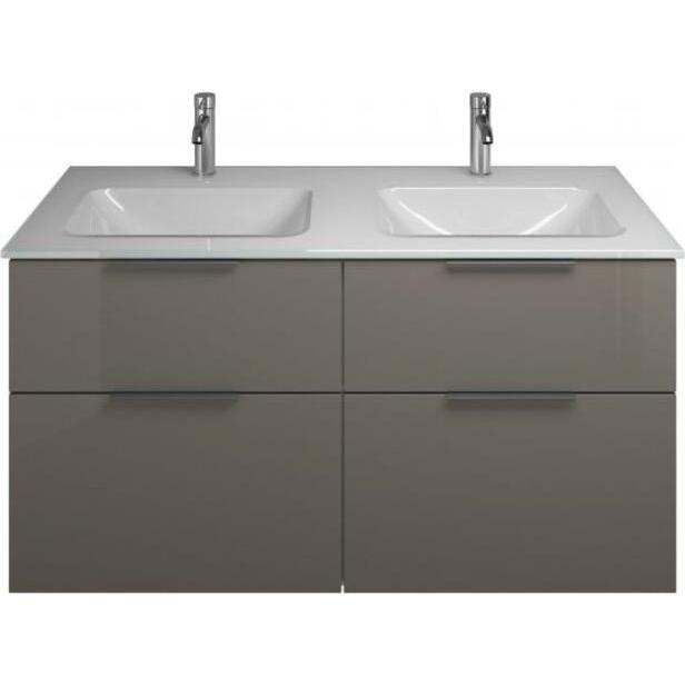 burgbad, Badmöbelset, Eqio Glas-Doppelwaschtisch inklusive Waschtischunterschrank, Breite 1220 mm