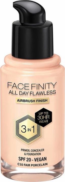 Max Factor Facefinity All Day Flawless 3 In 1 Foundation C10-Fair Porcelain 30ml (Nº C10 Fair porcelain)