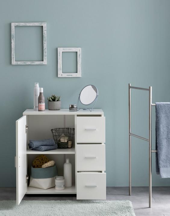 Produktbild FineBuy Badschrank FB52416 Midischrank Weiss Badezimmerschrank Matt Kommode