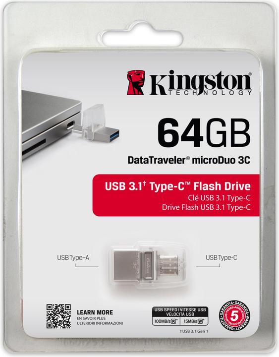 Produktbild Kingston DataTraveler microDuo 3C (64 GB, USB-A, USB-C)