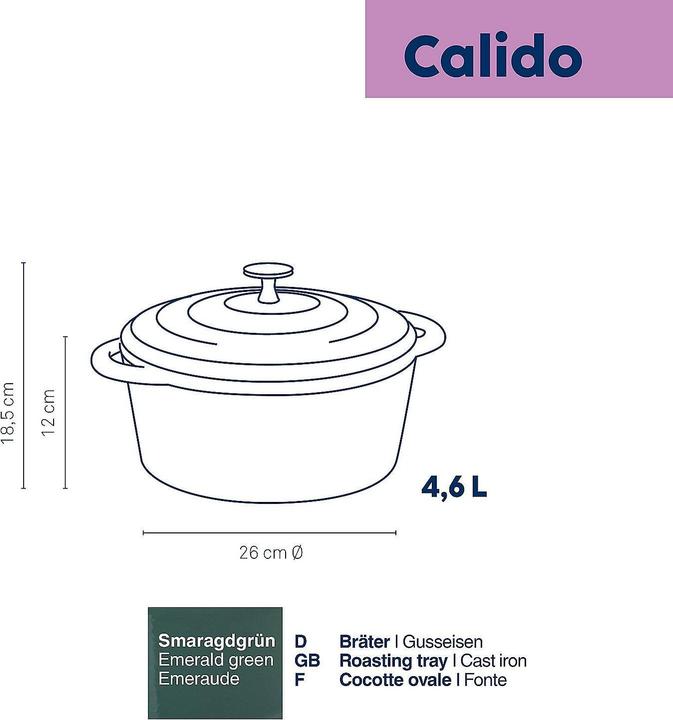 Produktbild Kela Bräter Calido 26 cm, Grün (Gusseisen, 26 x 12 cm)