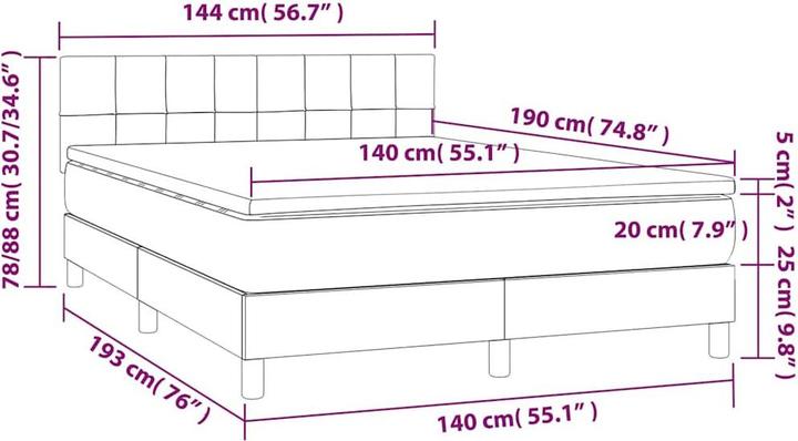 Produktbild vidaXL Boxspringbett (140 x 190 cm)