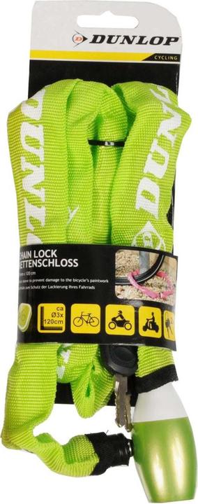 Actual product image Dunlop bicycle chain lock 120 cm (green) (120 cm)